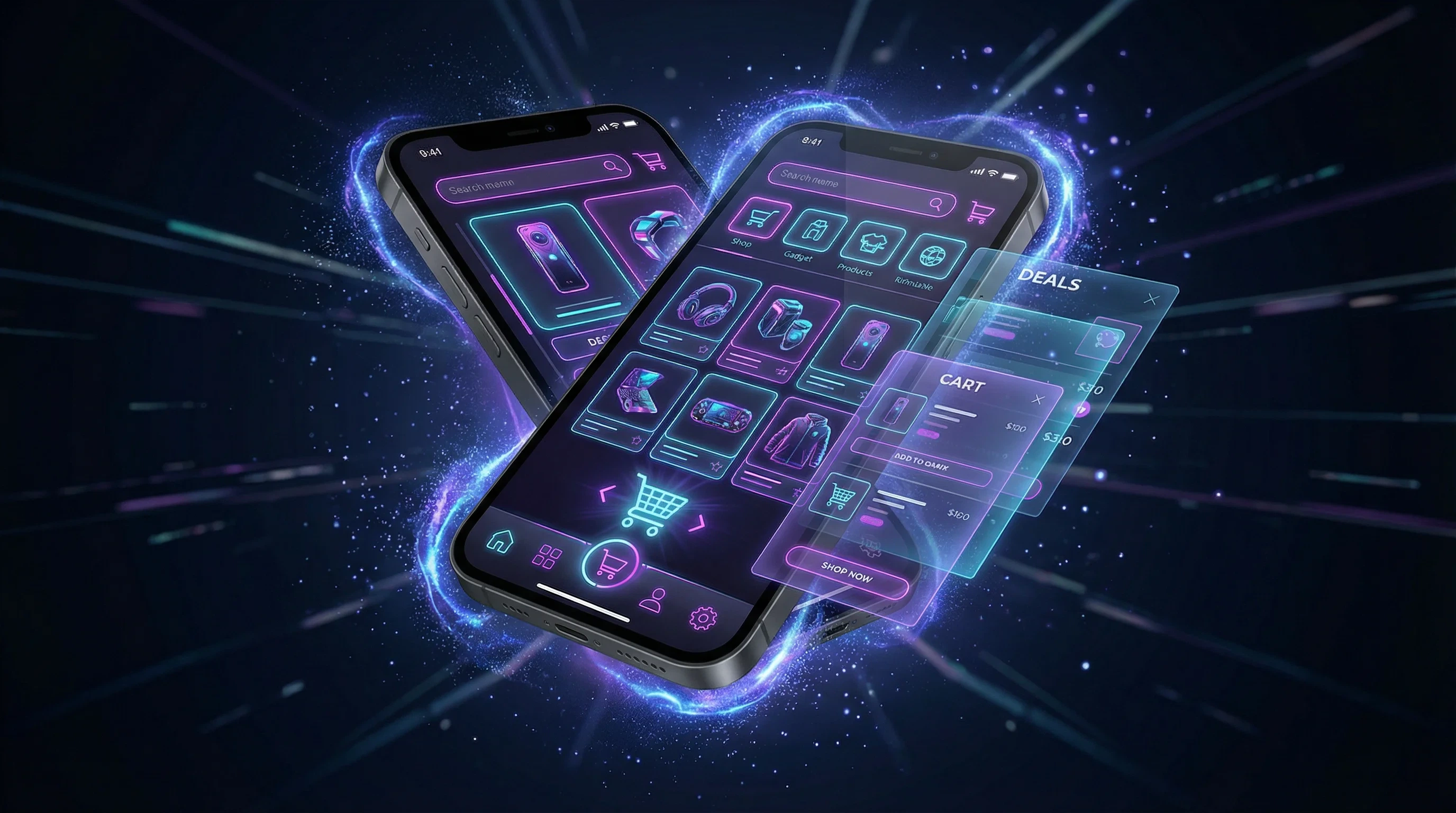 一起草 - 与千万影迷同好，17c在线分享和交易心爱好物APP界面展示 - 赛博朋克风格移动端购物体验